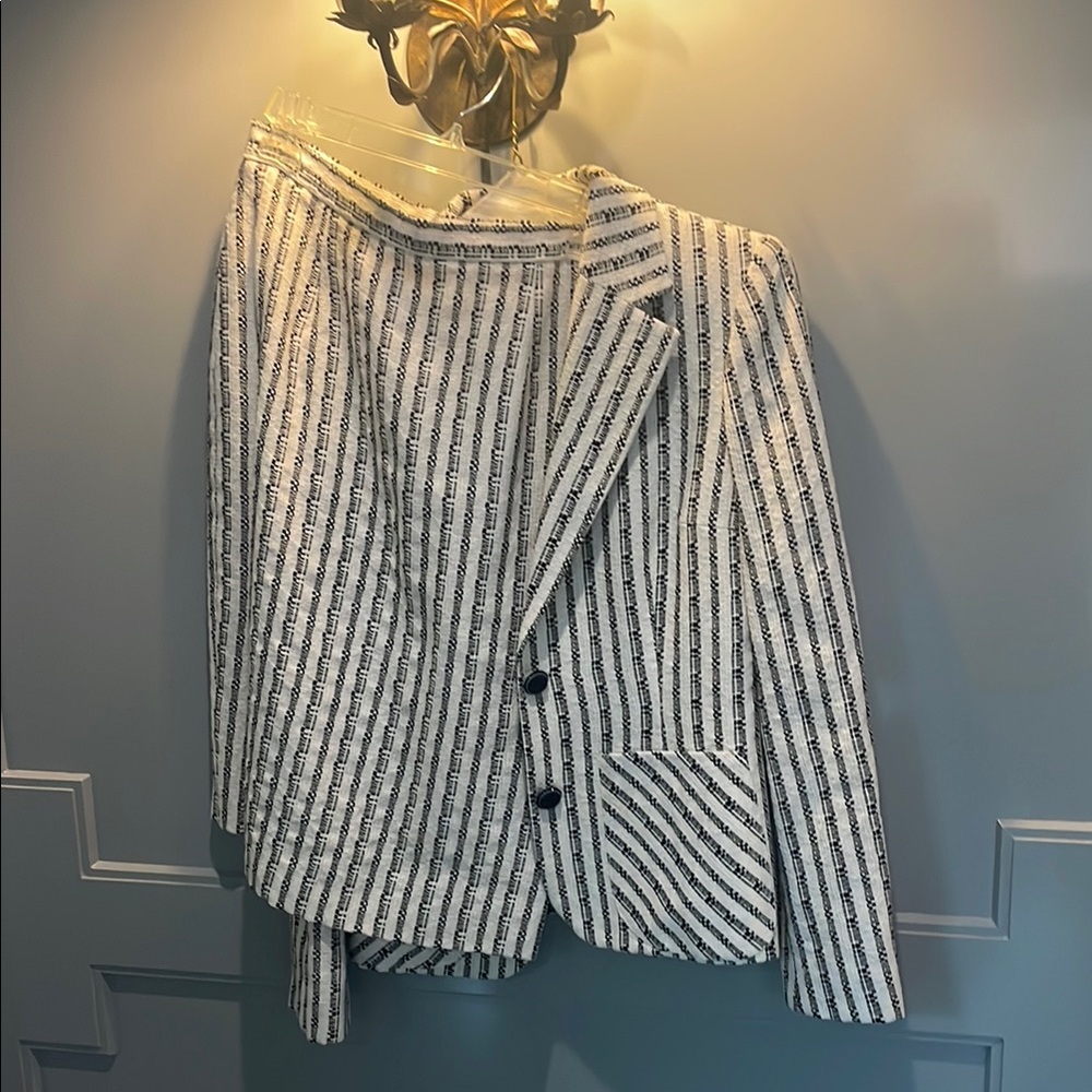 David Rodriguez Striped Blazer and Skirt Set